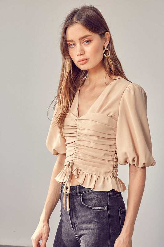 LovelyLuxe Puff Sleeve Cinched Top | URBAN ECHO SHOP
