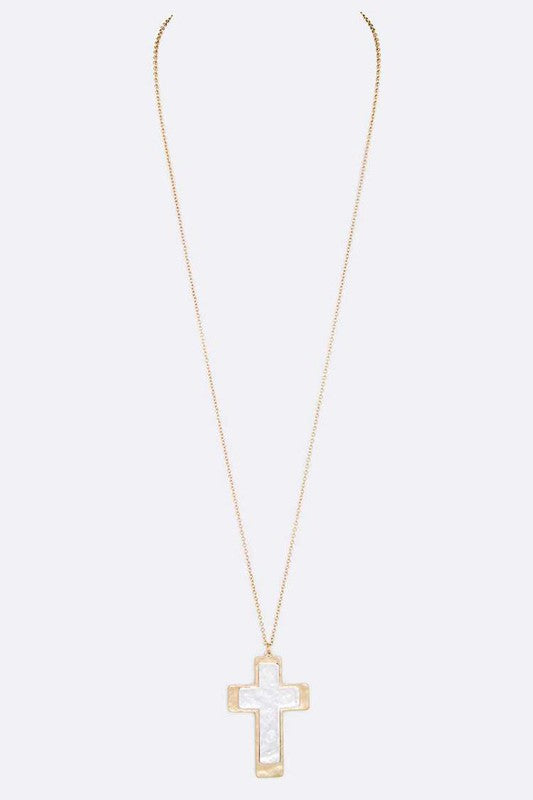 Two Tone Hammered Cross Pendant Necklace | URBAN ECHO SHOP