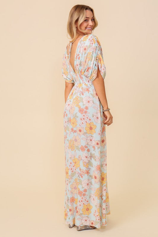 Floral Print Brunch Spring Summer Maxi Sundress | URBAN ECHO SHOP
