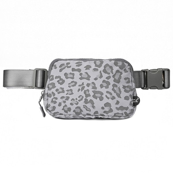 The CC Leopard Pattern Belt Bag Fanny Pack is Simplistic and Adorably Chic in grey