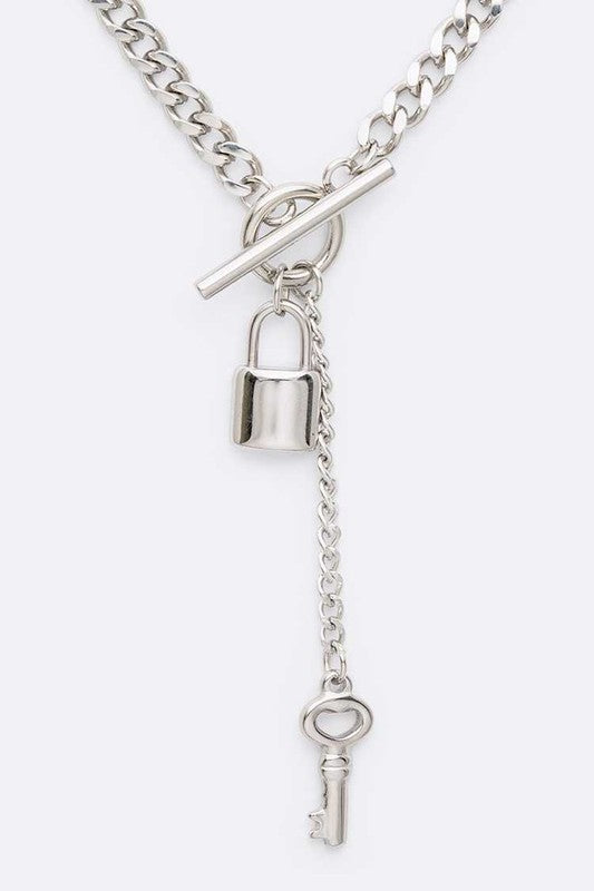 Key And Lock Toggle Stainless Steel Chain Necklace | URBAN ECHO SHOP