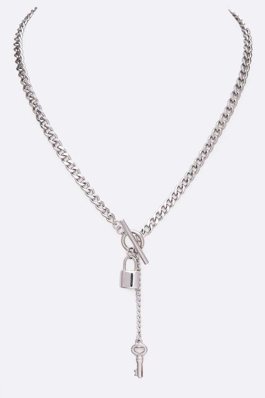 Key And Lock Toggle Stainless Steel Chain Necklace | URBAN ECHO SHOP
