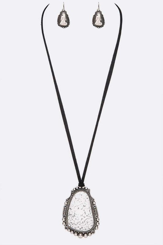 Oversize Stone Pendant Necklace Set | URBAN ECHO SHOP