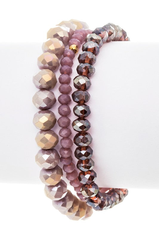 Violet Mix Beads Stretch Bracelet Set | URBAN ECHO SHOP