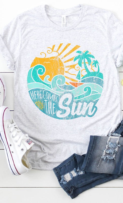 Vintage Here Comes the Sun Beach Graphic Tee