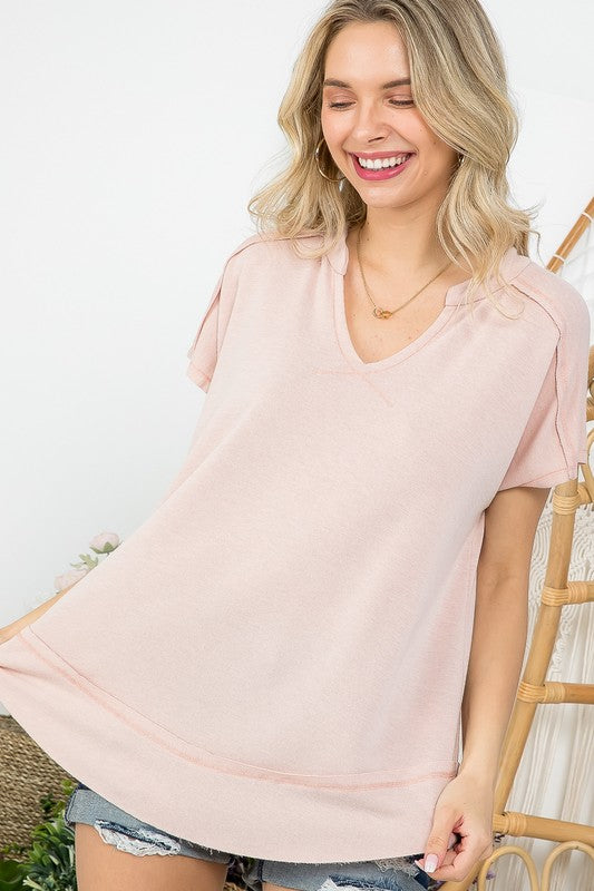 Waverly Washed Terry Solid Casual Top | URBAN ECHO SHOP