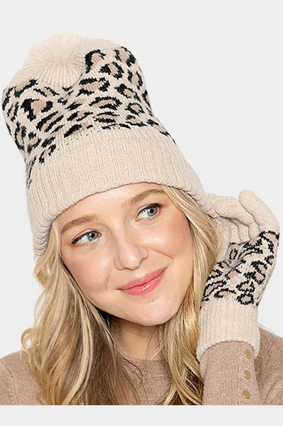 Leopard Pom Pom Beanie Hat | URBAN ECHO SHOP – Urban Echo Shop display picture 2
