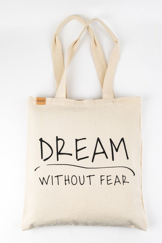 'Dream Without Fear' Canvas Shoulder Tote | URBAN ECHO SHOP