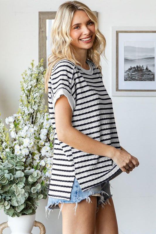 Leslie Elaine Striped Navy Top | URBAN ECHO SHOP