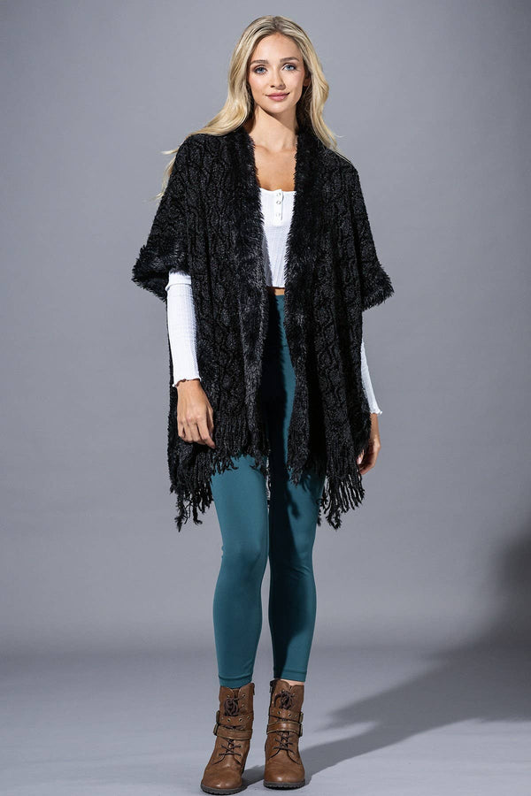 Black Chalet Ruana | URBAN ECHO SHOP