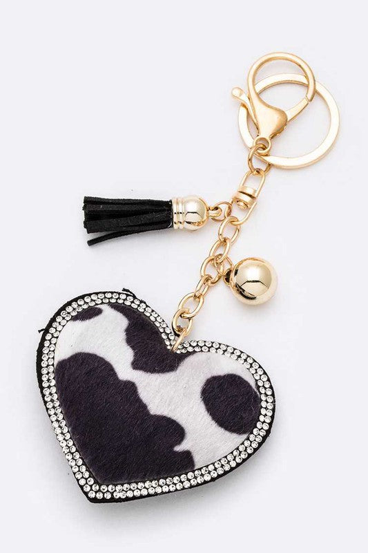 Cow Print Heart Pillow Key Chain | URBAN ECHO SHOP