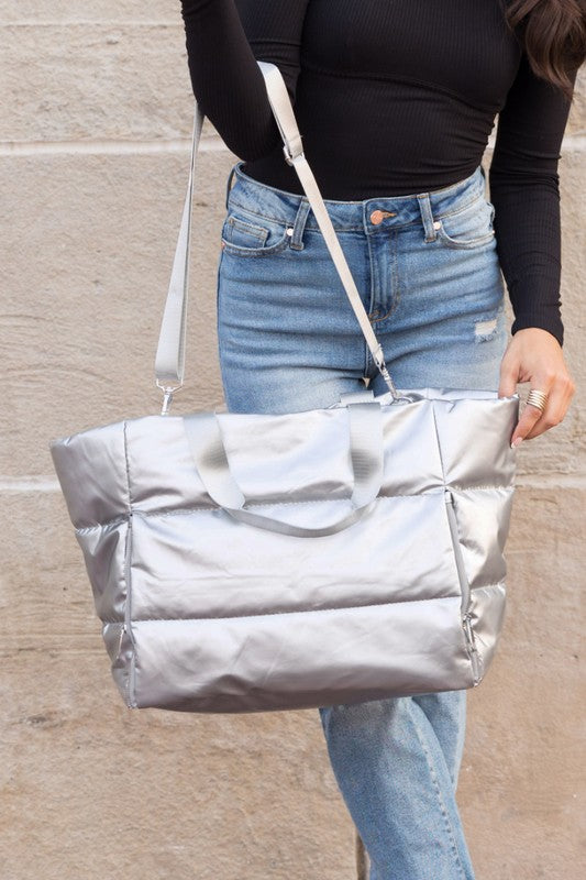 Metallic Puffer Tote | URBAN ECHO SHOP