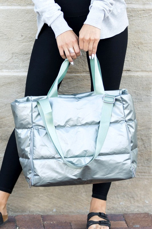 Metallic Puffer Tote | URBAN ECHO SHOP