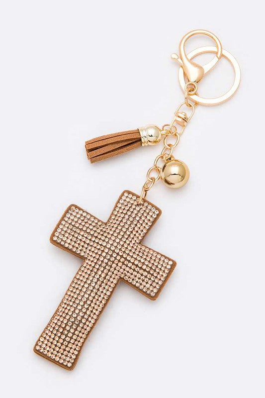 Rhinestone Cross Pillow Key Chain | URBAN ECHO SHOP