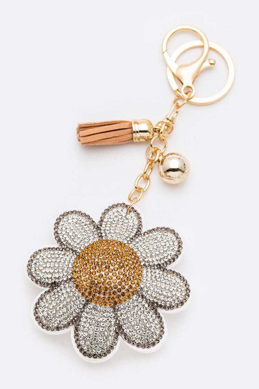 Rhinestone Daisy Pillow Key Chain | URBAN ECHO SHOP