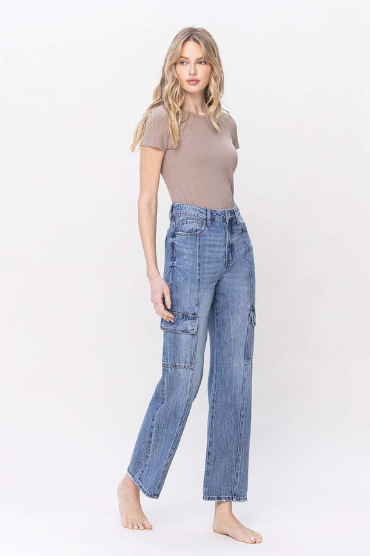 Charm High Rise Dad Cargo Jeans | URBAN ECHO SHOP