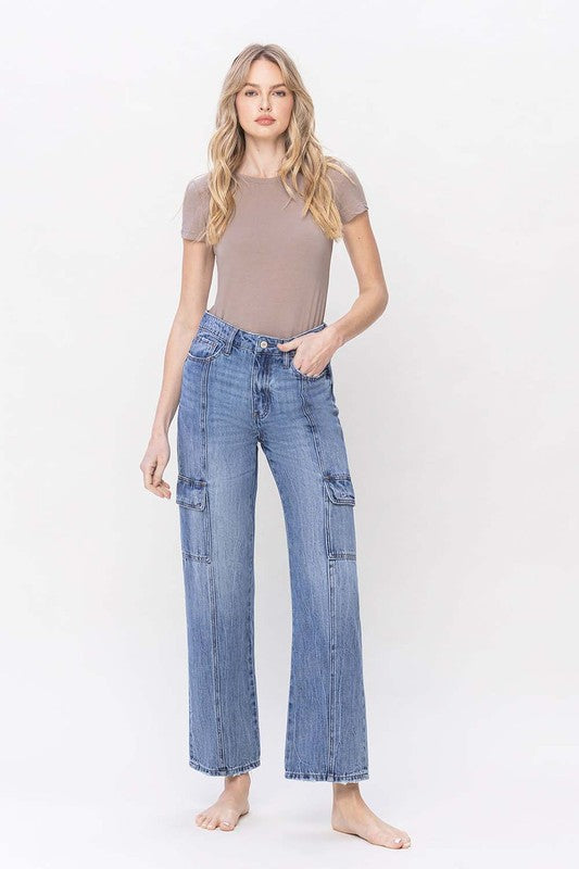 Charm High Rise Dad Cargo Jeans | URBAN ECHO SHOP