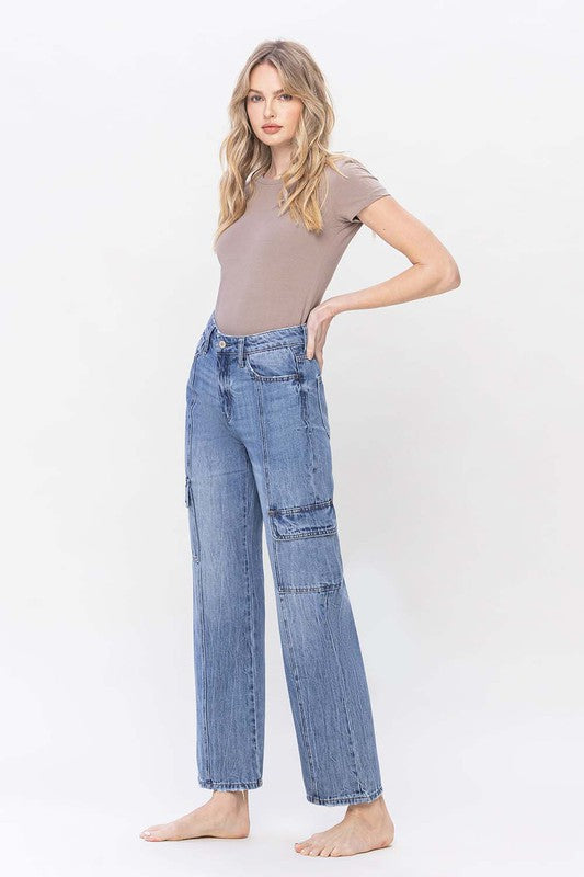 Charm High Rise Dad Cargo Jeans | URBAN ECHO SHOP