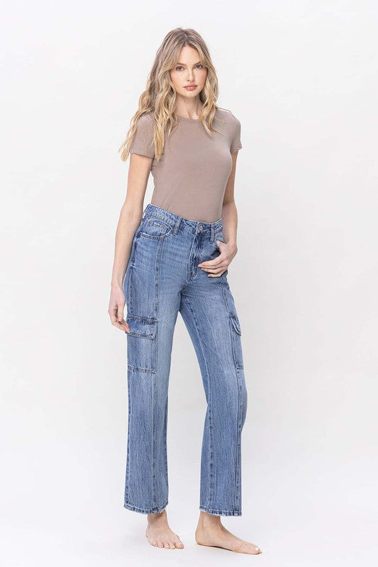 Charm High Rise Dad Cargo Jeans | URBAN ECHO SHOP