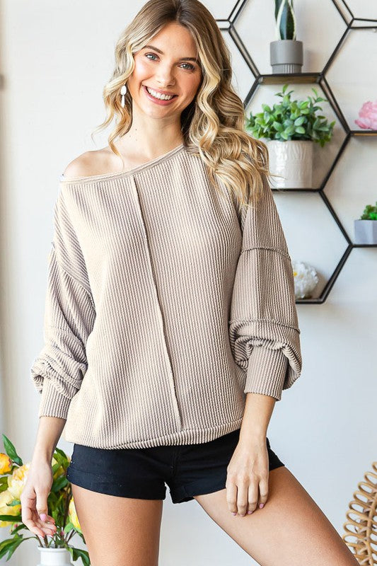 Riley Lane Ribbed Long Sleeve Top | URBAN ECHO SHOP