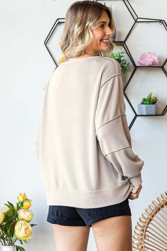 Riley Lane Ribbed Long Sleeve Top | URBAN ECHO SHOP