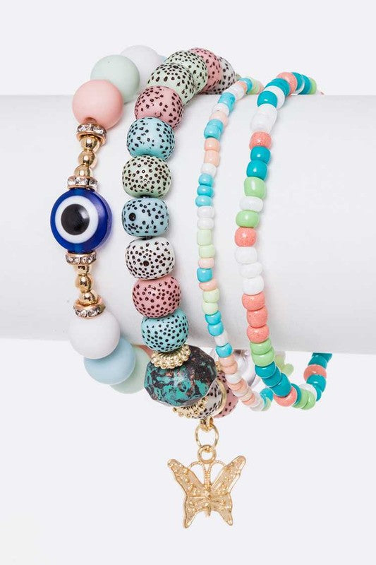 Evil Eye Mix Beads Bracelet Set is Simplistic and Adorably Chic