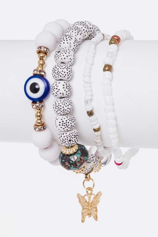 Evil Eye Mix Beads Bracelet Set is Simplistic and Adorably Chic