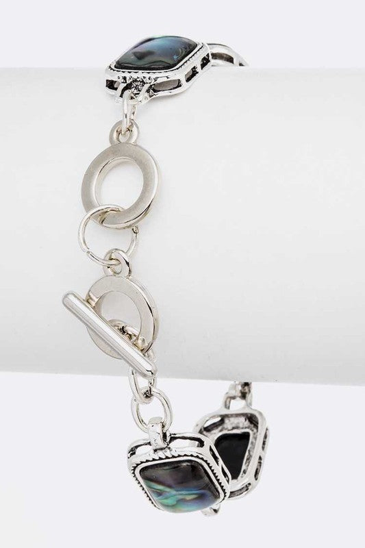 Abalone Square Link Toggle Bracelet | URBAN ECHO SHOP