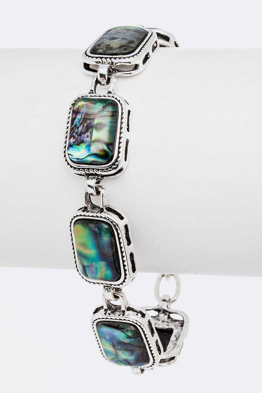 Abalone Square Link Toggle Bracelet | URBAN ECHO SHOP