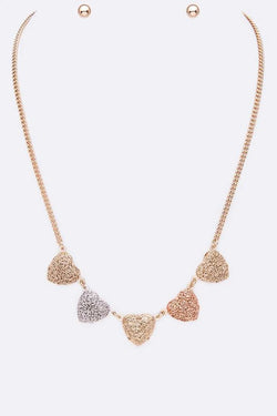 Wired Textured Heart Collar Necklace Set | URBAN ECHO SHOP