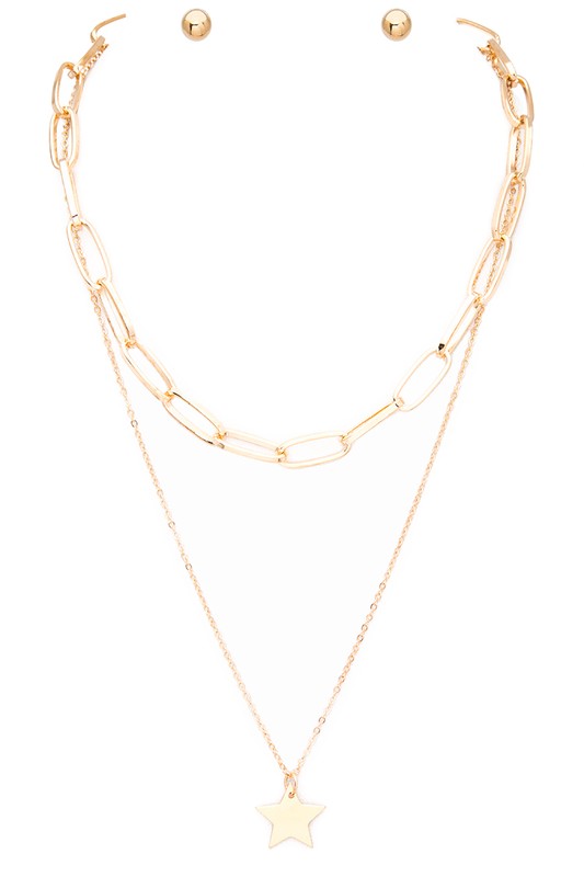 Star Pendant Mix Chain Layer Necklace Set | URBAN ECHO SHOP