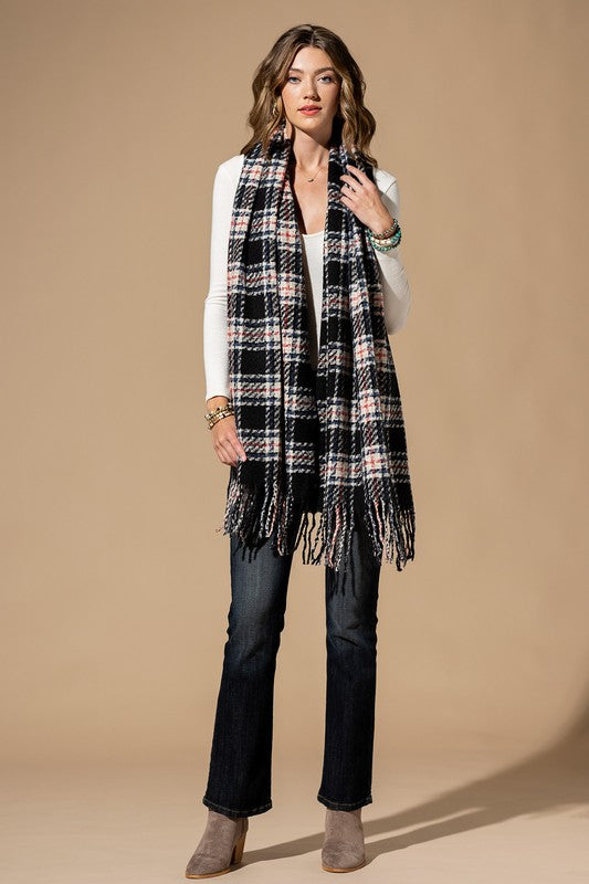 Kylie Lee Plaid Scarf in Black | URBAN ECHO SHOP