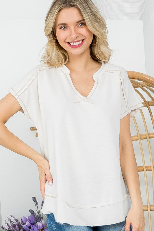 Waverly Washed Terry Solid Casual Top | URBAN ECHO SHOP