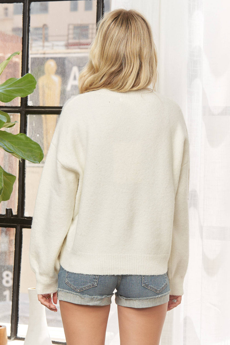 Opalite Sequin Bow Sweater | URBAN ECHO TOP