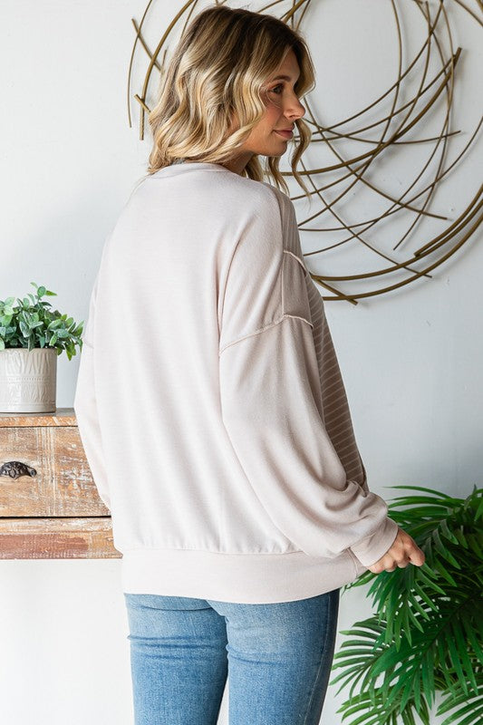 Glenda Patchwork Long Sleeve French Terry Top | URBAN ECHO SHOP