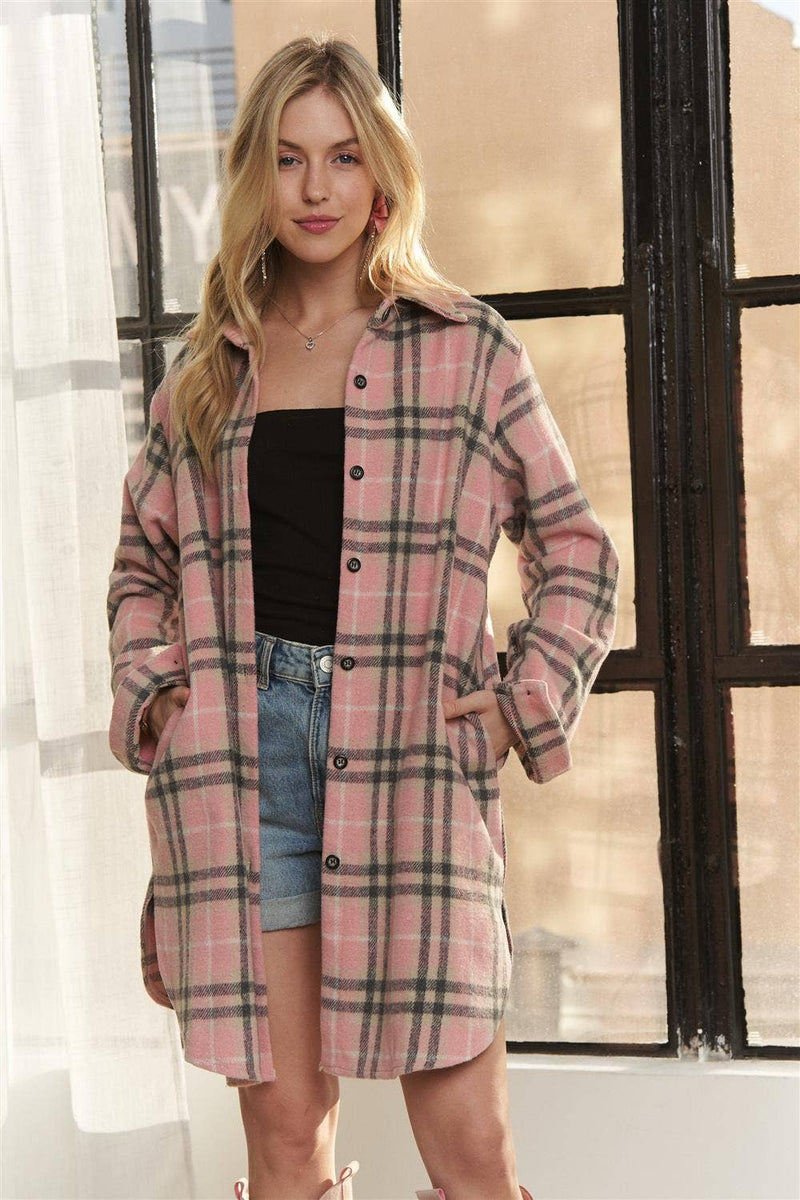 Laurel Pink Plaid Shacket | URBAN ECHO SHOP