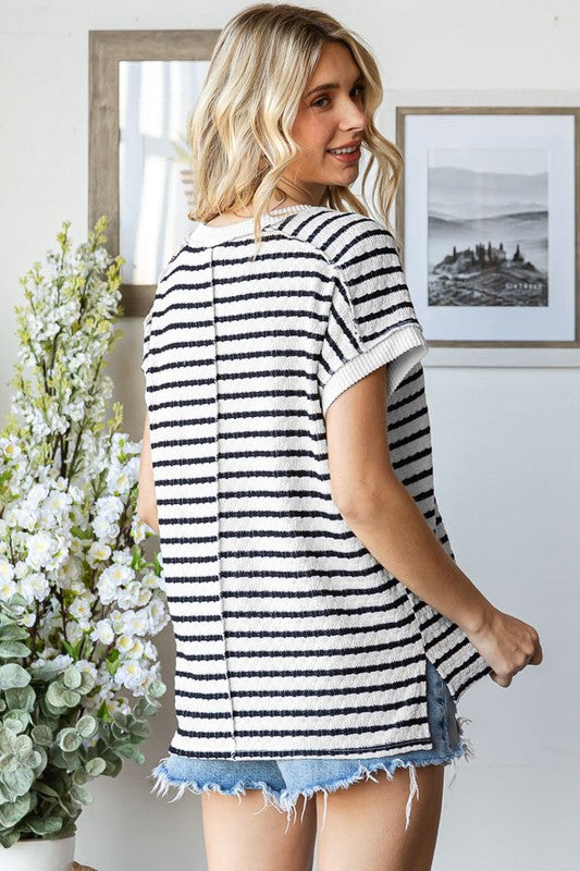 Leslie Elaine Striped Navy Top | URBAN ECHO SHOP