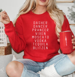 'Dasher Dancer Prancer Vixen Moscato' Crew Neck | URBAN ECHO SHOP