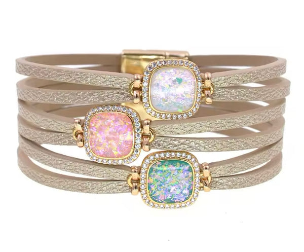 Opal Stone Pastel Layered Bracelet | URBAN ECHO SHOP