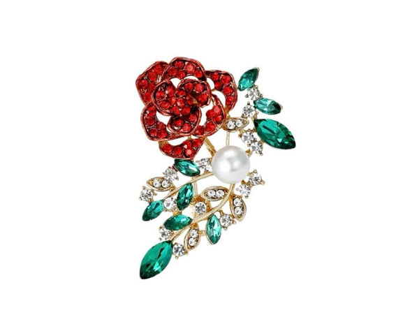 Red Rose Pearl Brooch | URBAN ECHO SHOP