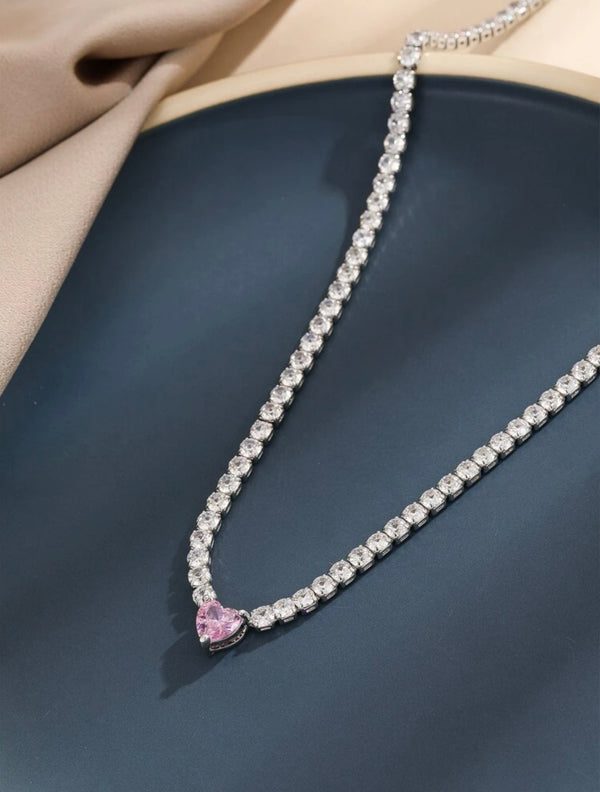 Rhinestone Pink Heart Necklace | URBAN ECHO SHOP