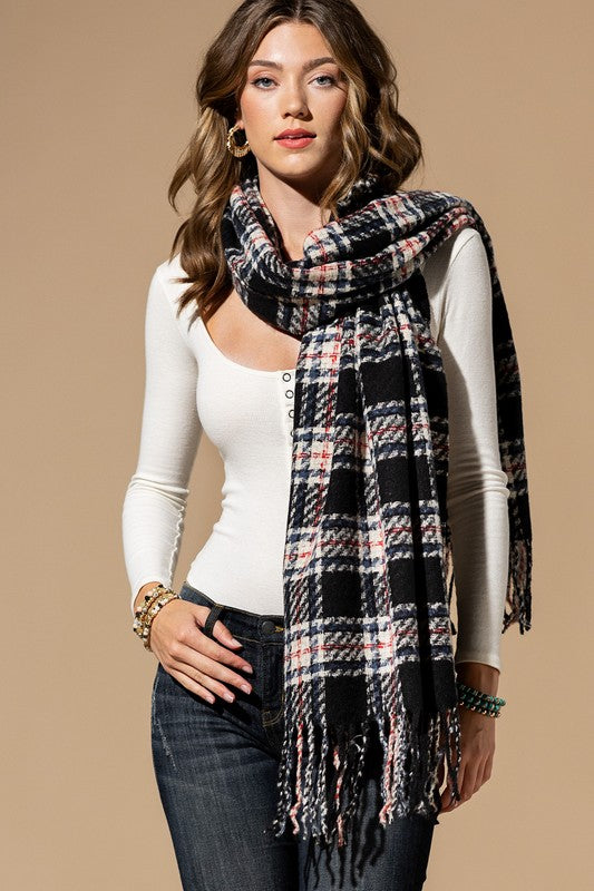 Kylie Lee Plaid Scarf in Black Urban Echo Shop1