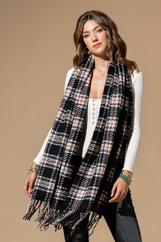 Kylie Lee Plaid Scarf in Black Urban Echo Shop2