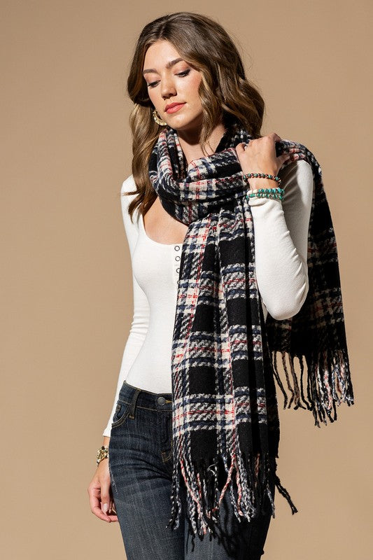 Kylie Lee Plaid Scarf in Black Urban Echo Shop3