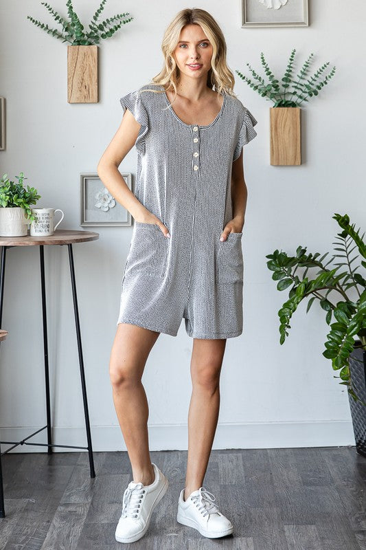 Rayna Button Front Romper | URBAN ECHO SHOP