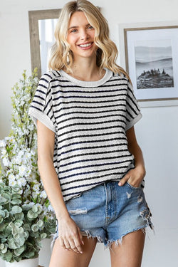 Leslie Elaine Striped Navy Top | URBAN ECHO SHOP