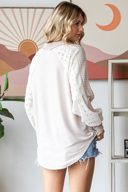 Cally Cae Long Sleeve Top with Lace Detail | URBAN ECHO SHOP
