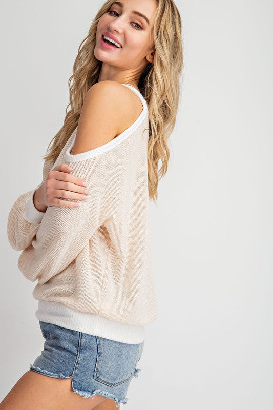 Siesta Faye Long Sleeve Cold Shoulder Top | URBAN ECHO SHOP