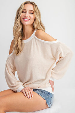 Siesta Faye Long Sleeve Cold Shoulder Top | URBAN ECHO SHOP