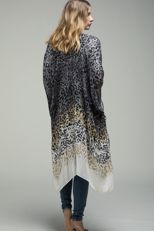 Gray Ombre Leopard Print Kimono | URBAN ECHO SHOP